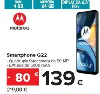 Carrefour Motorola Smartphone G22 offerta