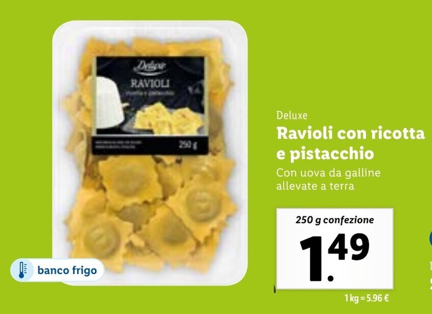 Deluxe Ravioli con ricotta e pistacchio 250 g offerta di Lidl