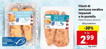 Filetti di merluzzo nordico impanati o in pastella 220 g