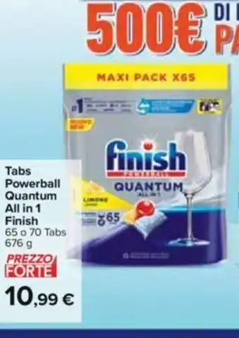 Carrefour Finish Tabs Powerball Quantum All in 1 65 o 70 Tabs 676 g offerta