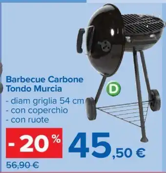 Carrefour Barbecue Carbone Tondo Murcia 54 cm offerta