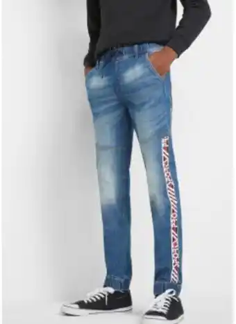 Jeans in felpa con fasce sportive, slim fit