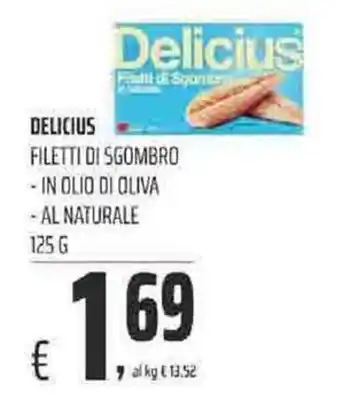Coop Delicius Filetti di Sgombro In Olio di Oliva, Al Naturale 125 g offerta