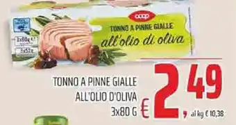 Coop Coop Tonno A Pinne Gialle All'Olio D'Oliva 3x80 g offerta