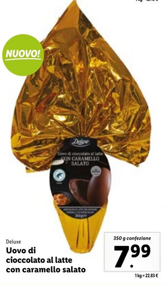 Lidl Uovo di cioccolato al latte con caramello salato 350 g confezione offerta