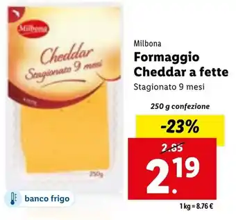 Milbona Formaggio Cheddar a fette 250 g confezione