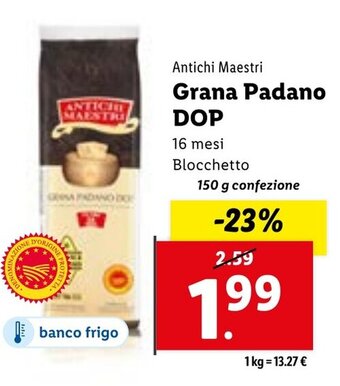 Lidl Antichi Maestri Grana Padano DOP 150 g confezione offerta