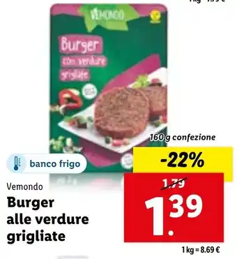 Lidl Vemondo Burger alle verdure grigliate 160 g confezione offerta