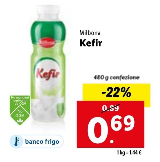 Milbona Kefir 480 g confezione offerta di Lidl