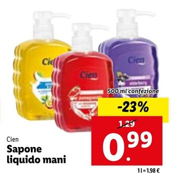 Lidl Cien Sapone liquido mani 500 ml confezione offerta