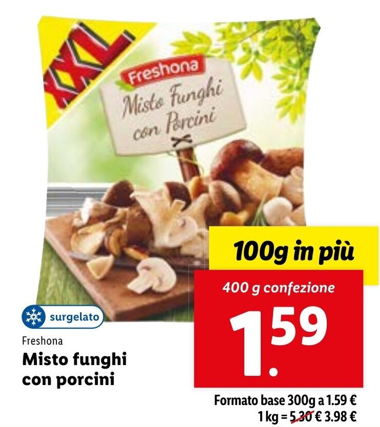 Freshona Misto funghi con porcini 400 g confezione offerta di Lidl