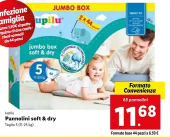 Lidl Lupilu Pannolini soft & dry 11-25 kg 88 pannolini offerta