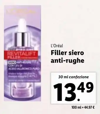 L'Oreal Filler siero anti rughe 30 ml confezione
