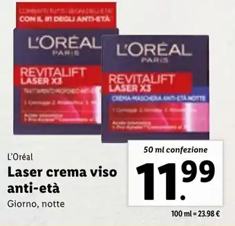Lidl L'Oreal Laser crema viso anti-età 50 ml confezione offerta