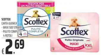 Scottex Carta Igienica Maxi 500 Strappi, Pulito Completo 4 Rotoli