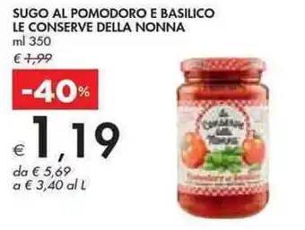 Le Conserve Della Nonna Sugo Al Pomodoro e Basilico ml 350