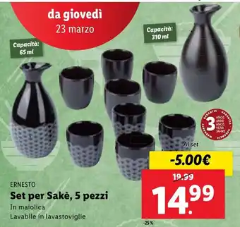 Lidl Ernesto Set per Sakè 5 pezzi offerta