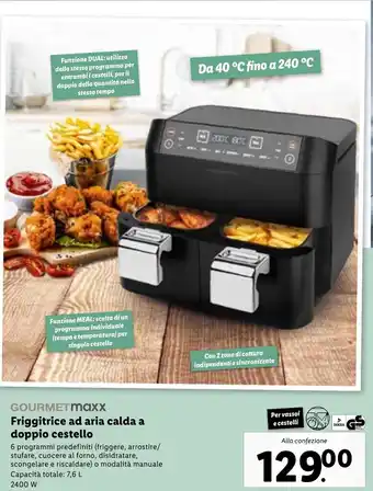 Lidl Gourmetmaxx Friggitrice ad aria calda a doppio cestello offerta