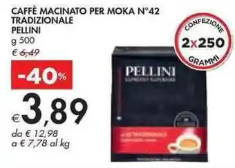 Bennet Pellini Caffè Macinato Per Moka N°42 Tradizionale g 500 offerta