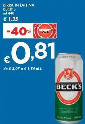 Beck's Birra In Lattina ml 440