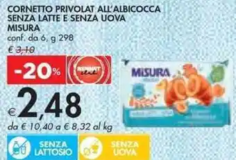 Bennet Misura Cornetto Privolat All'Albicocca Senza Latte E Senza Uova Conf. da 6, g 298 offerta
