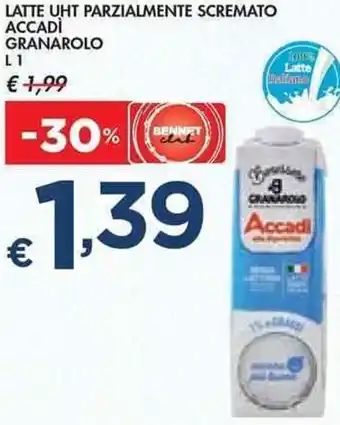 Bennet Granarolo Accadì Latte UHT Parzialmente Scremato 1 l offerta
