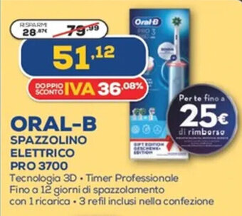 Euronics Oral B Spazzolino Elettrico Pro 3700 offerta