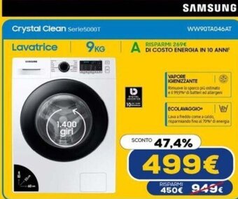 Euronics Samsung Lavatrice Crystal Clean Serie5000T offerta