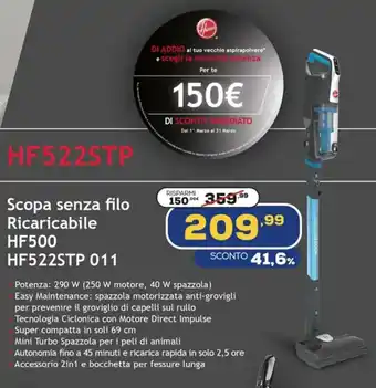 Scopa senza filo Ricaricabile HF500 HF522STP 011
