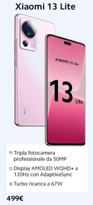 Euronics Xiaomi 13 Lite offerta