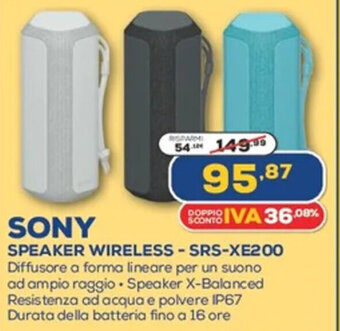 Euronics Sony Speaker Wireless SRS-XE200 offerta