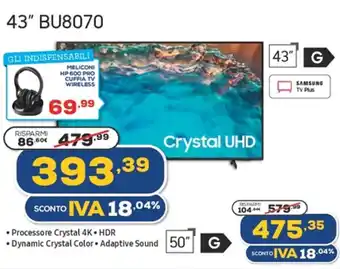 Euronics Samsung 43''Bu8070 offerta