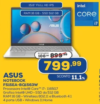 Euronics Asus Notebook F515EA BQ1563W offerta