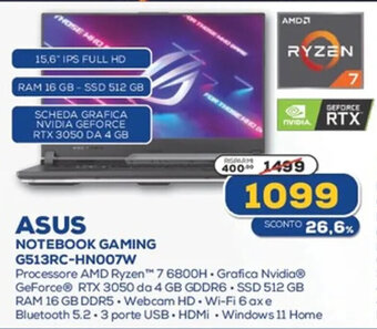 Euronics Asus Notebook Gaming G513RC HN007W offerta