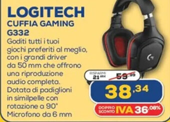Euronics Logitech Cuffia Gaming G332 offerta