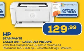 Euronics HP Stampante Laser B/N LaserJet M110WE offerta