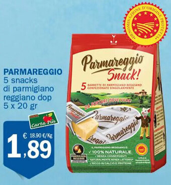 Crai Parmareggio 5 snacks di parmigiano reggiano dop 5 x 20 gr offerta