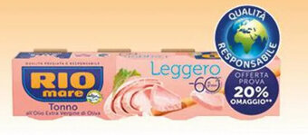 Rio Mare tonno leggero con olio extra vergine 20% omaggio 4 x 60 gr