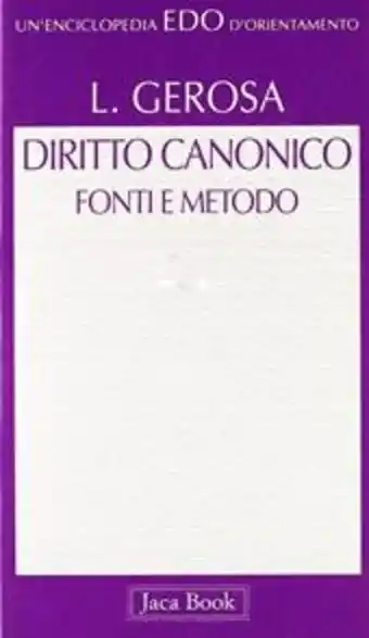 Diritto canonico. fonti e metodo
