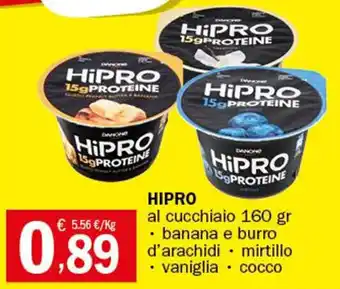 Hipro al cucchiaio banna e burro d'arachidi/mirtillo/vaniglia/cocco 160 gr