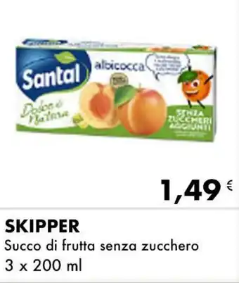 Iper Tosano Skipper Succo di Frutta senza zucchero 3 x 200 ml offerta