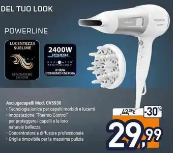 Unieuro Powerline Asciugacapelli Mod. CV5930 offerta