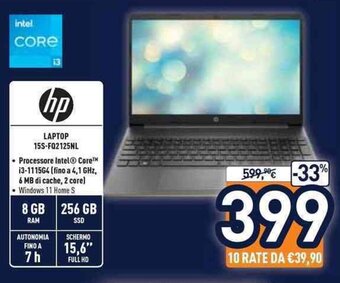 Unieuro hp Laptop 15S-FQ2125NL offerta