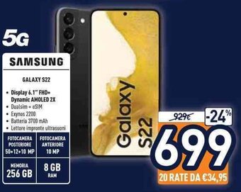 Unieuro Samsung Galaxy S22 offerta