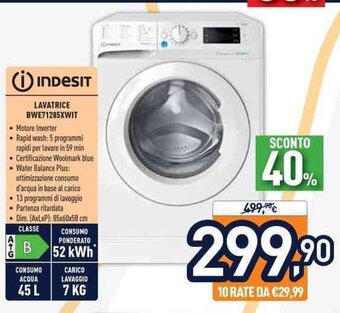 Unieuro Indesit Lavatrice BWE71285XWIT offerta