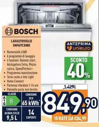 Unieuro Bosch Lavastoviglie SMV6YCX00E offerta