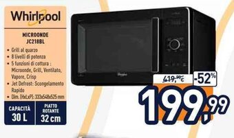 Unieuro Whirlpool Microonde JC218BL offerta