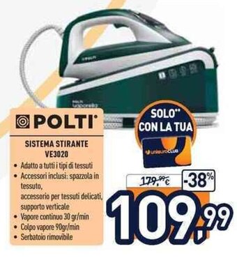 Unieuro Polti Sistema Stirante VE3020 offerta