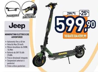 Unieuro Jeep Monopattino Elettrico 2XE Adventurer offerta