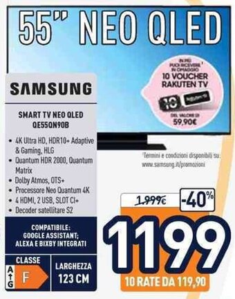 Unieuro Samsung Smart TV Neo OLED QE55QN90B offerta